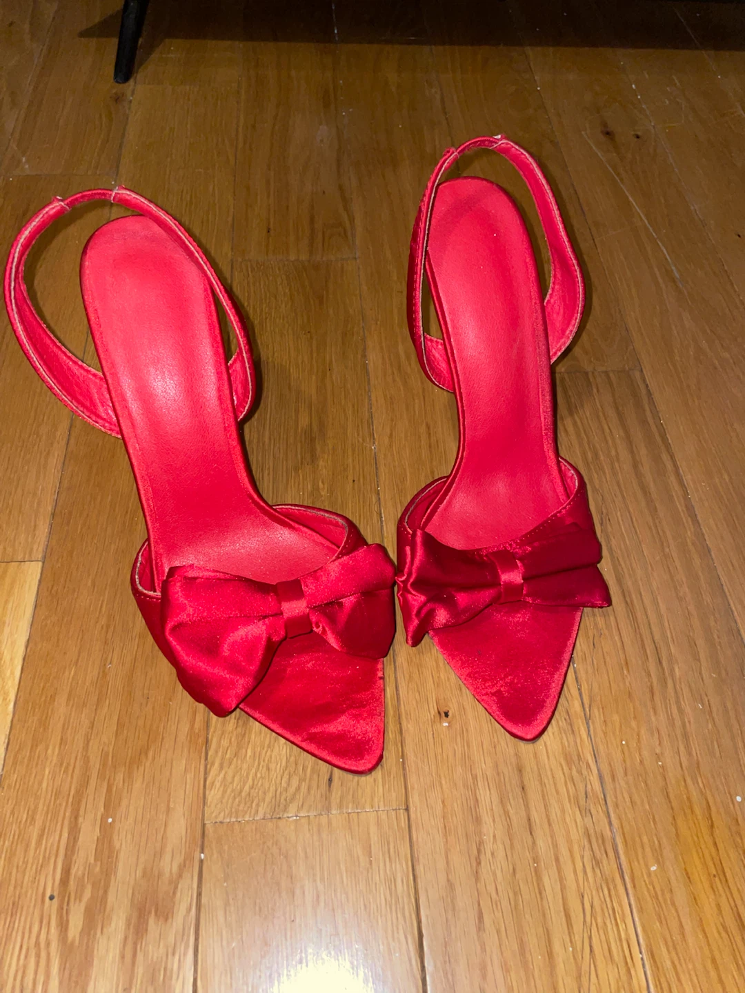 Red Satin Bow Heels