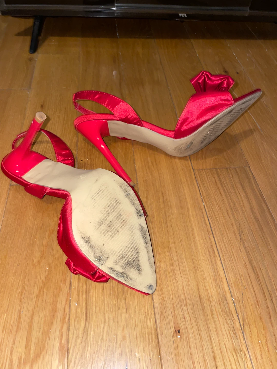 Red Satin Bow Heels - photo 3