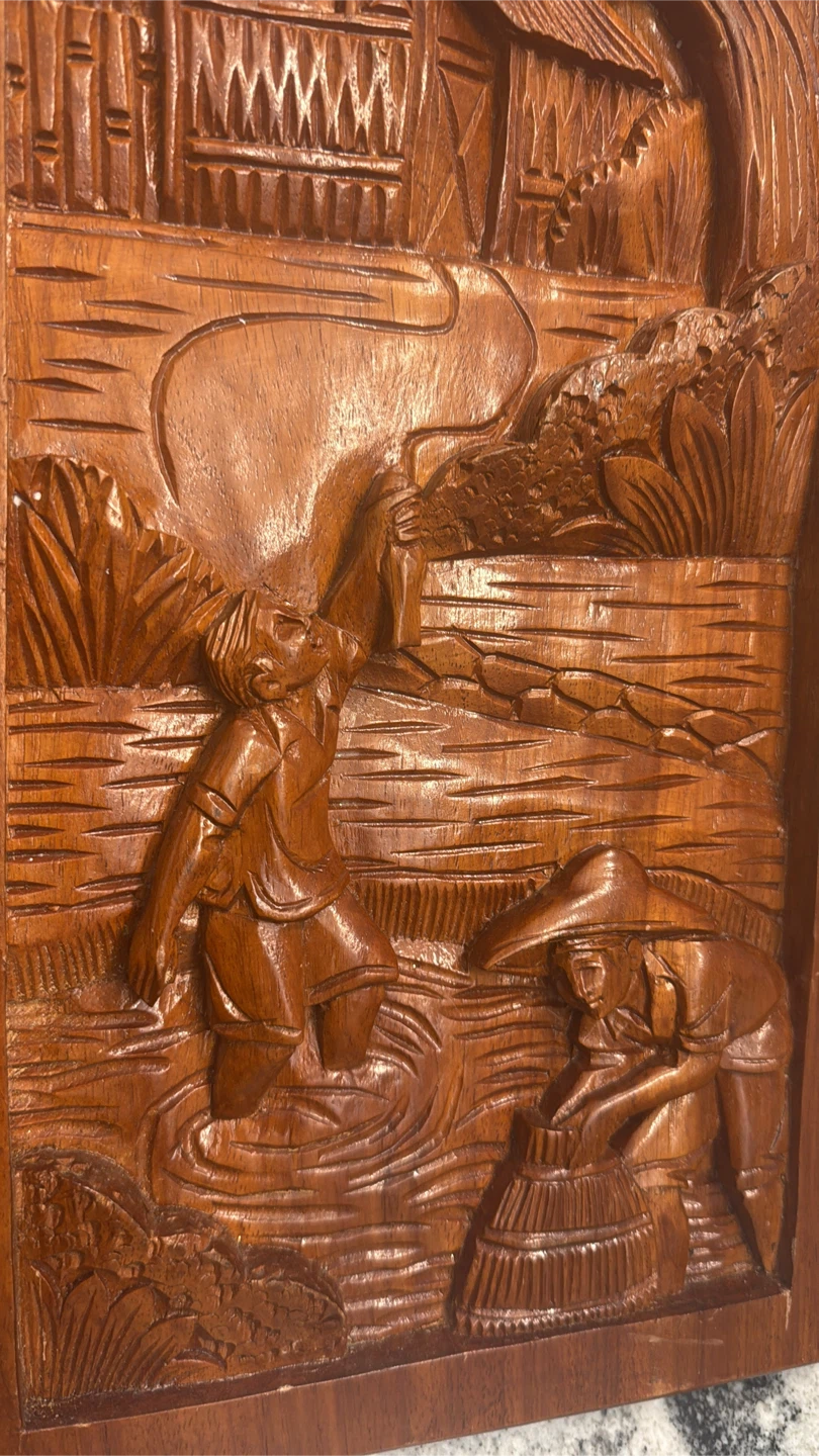 Hand Carved Wood Wall Art Plaque - photo 3