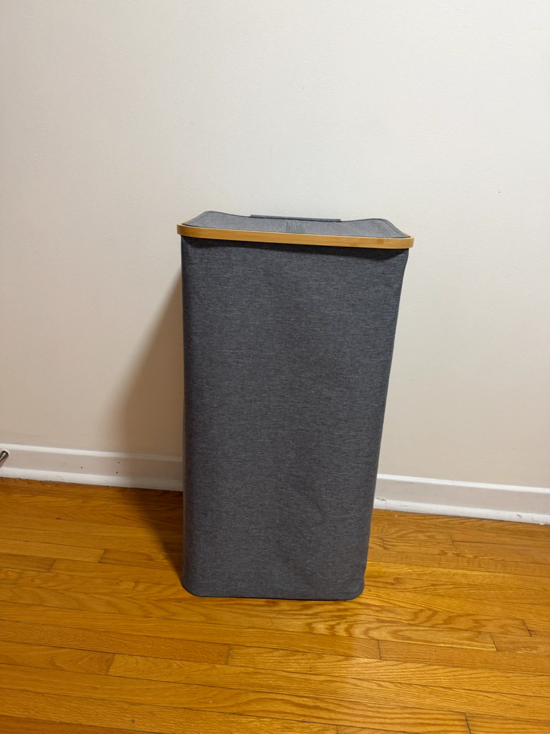Grey Collapsible Laundry Hamper with Bamboo Lid