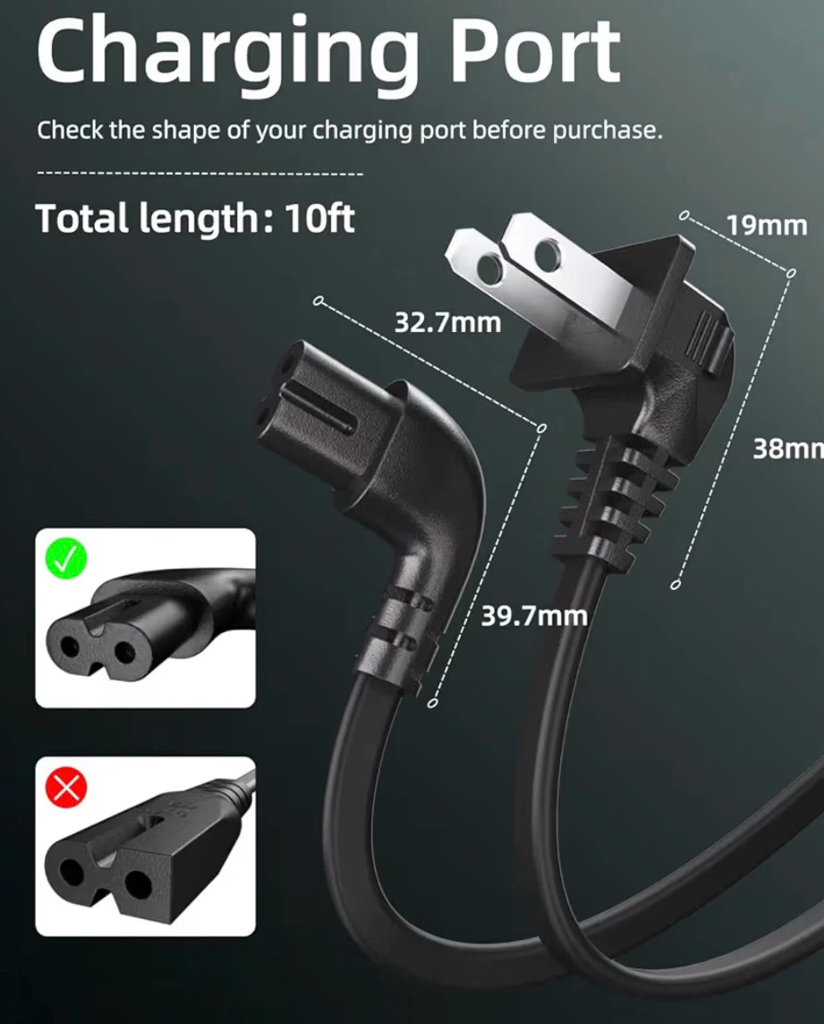 Superer 10 ft L-Shaped 90 Degree TV Power Cord - photo 4