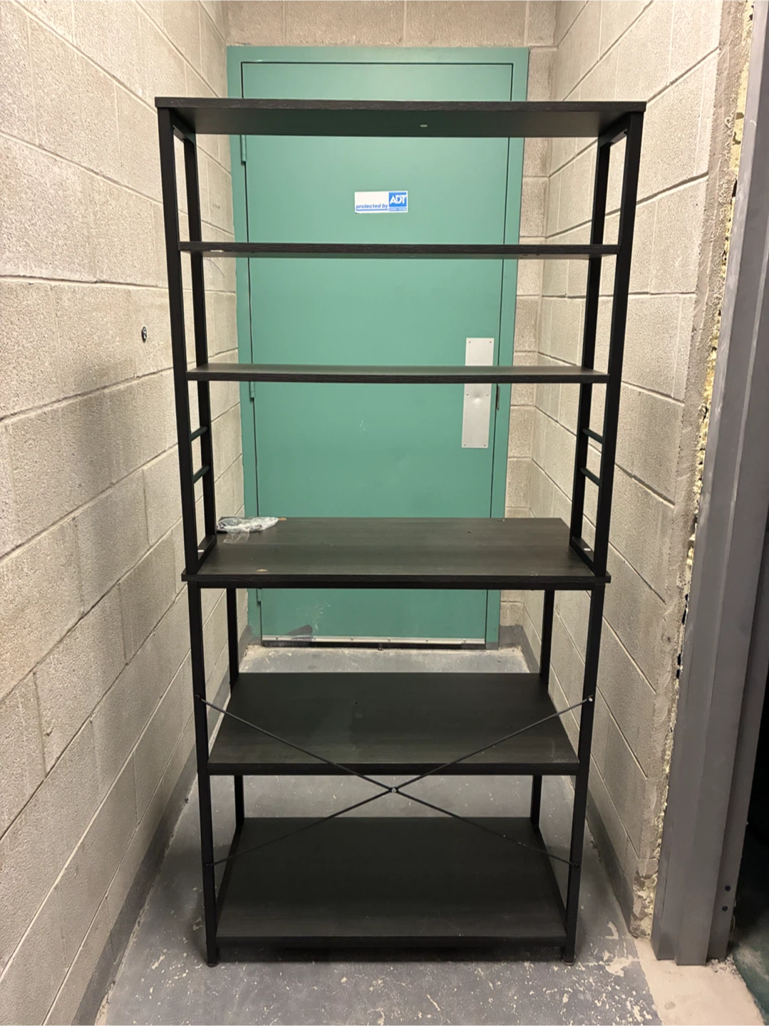 Black Metal and Wood Shelving Unit