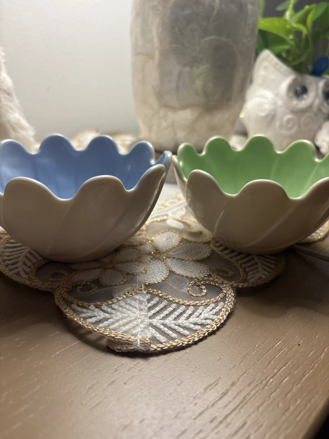 Blue and Green Flower Shaped Small Bowls - photo 2