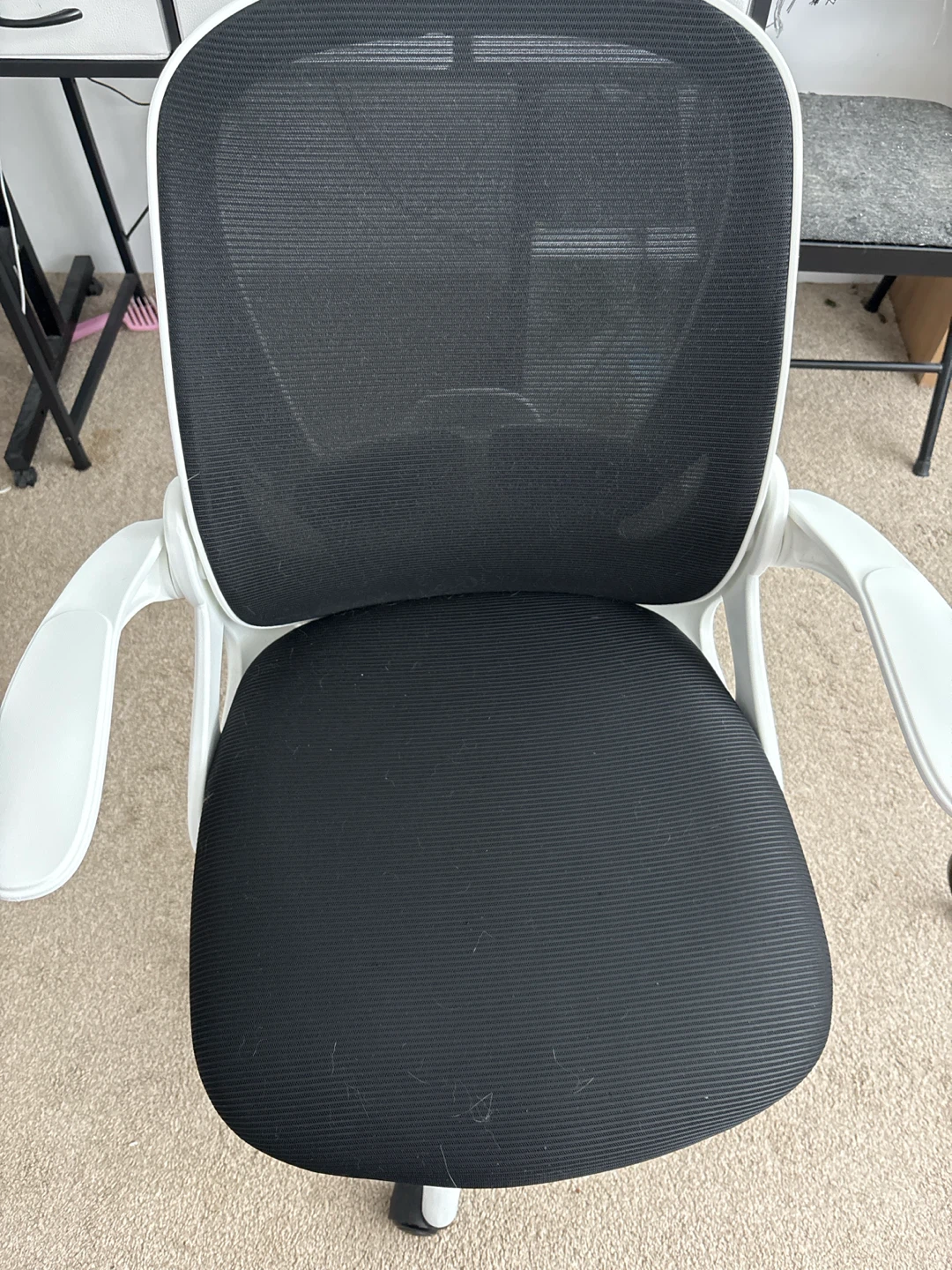 Black Mesh Office Chair with White Frame