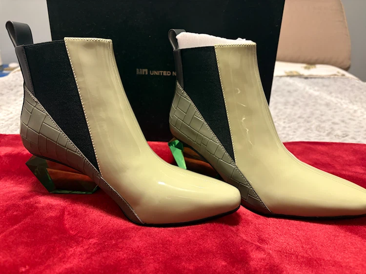 United Nude Ankle Boots - Beige/Green Heel - Size 37