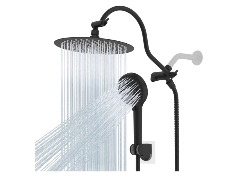 New Hibbent Matte Black Showerhead Combo Set
