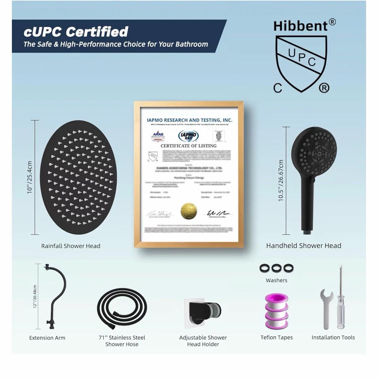 New Hibbent Matte Black Showerhead Combo Set - photo 4
