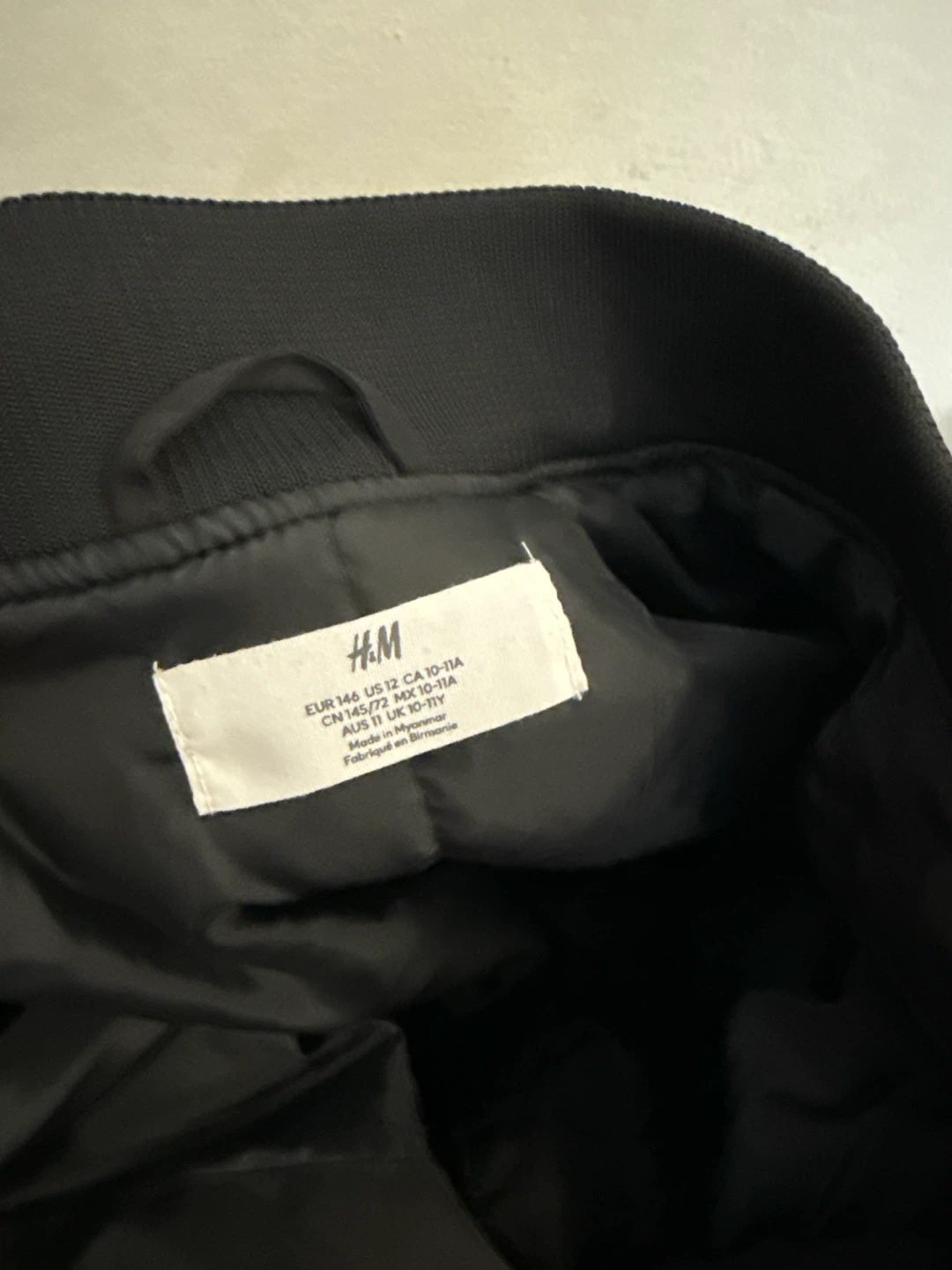 H&M Black Bomber Jacket with "93" Graphic - Size 10-11Y - photo 2