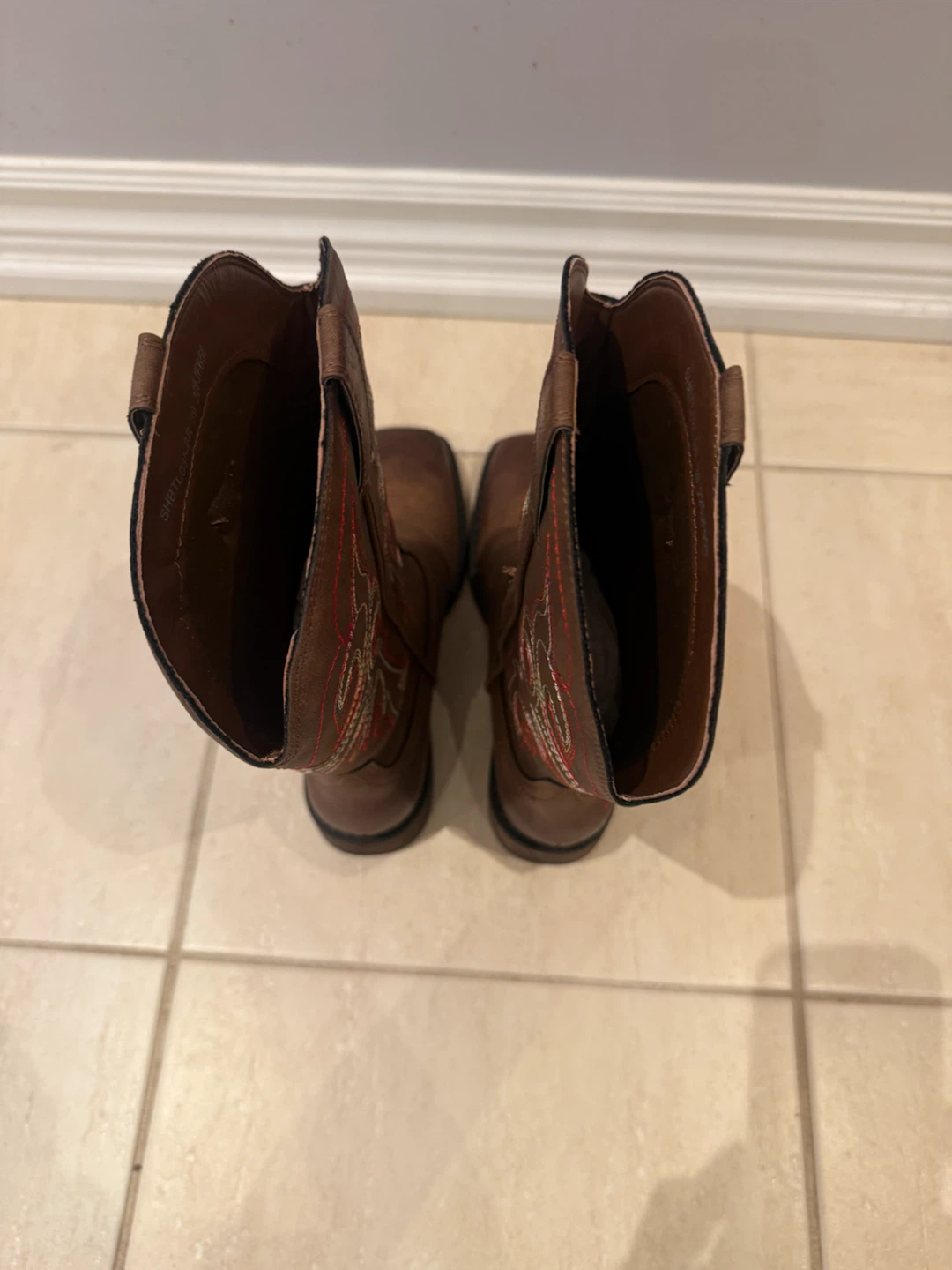 Brown Cowboy Boots with Red and Green Stitching - photo 5
