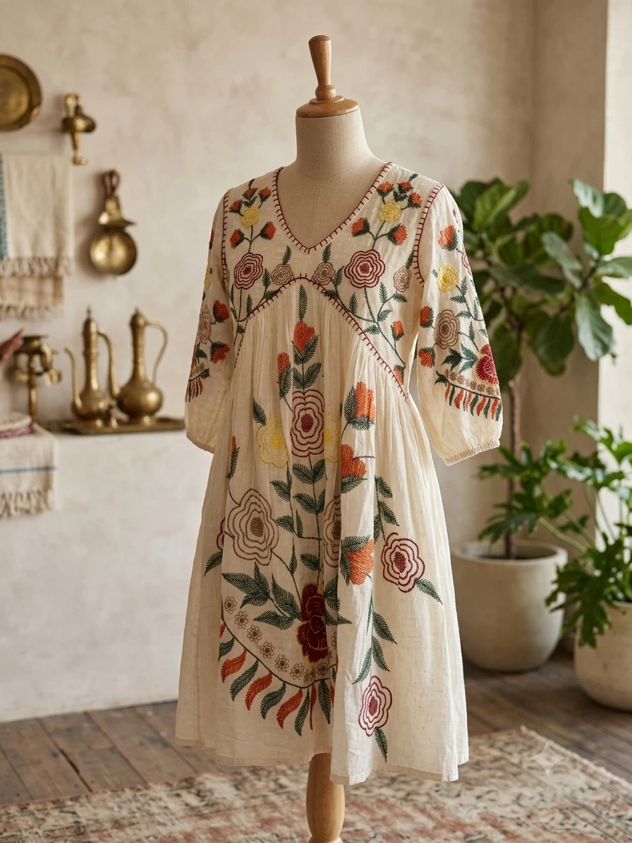Embroidered Boho Mini Dress