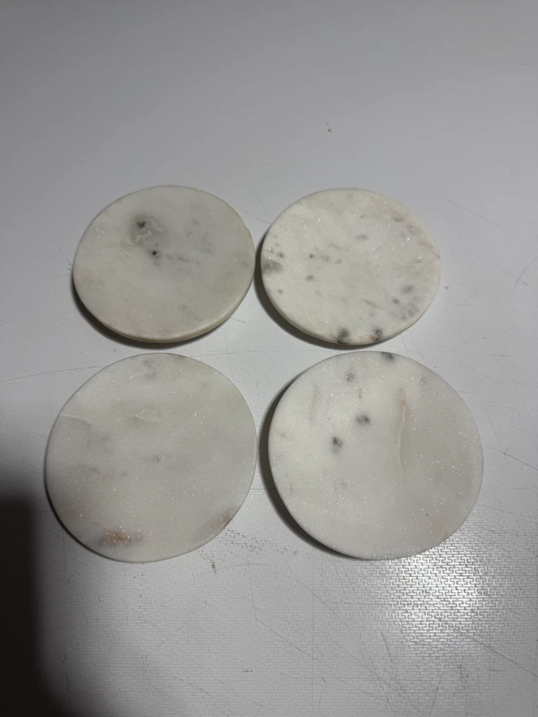 NEW Genuine White Marble Coaster Set – 4 Piece