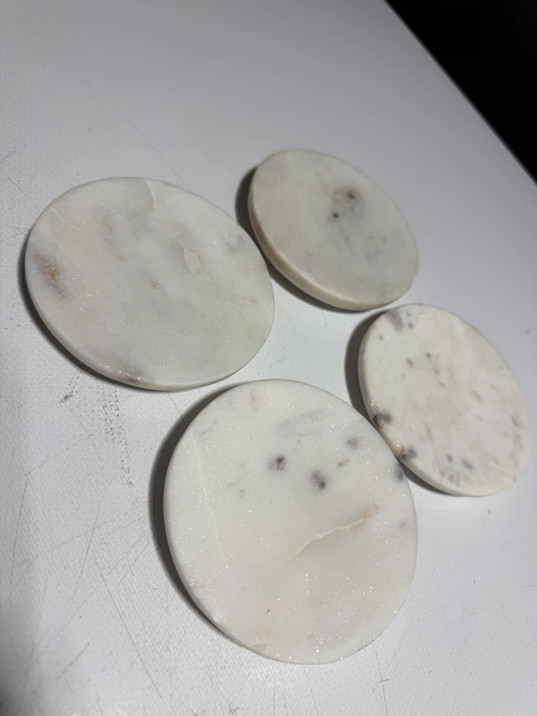 NEW Genuine White Marble Coaster Set – 4 Piece - photo 2