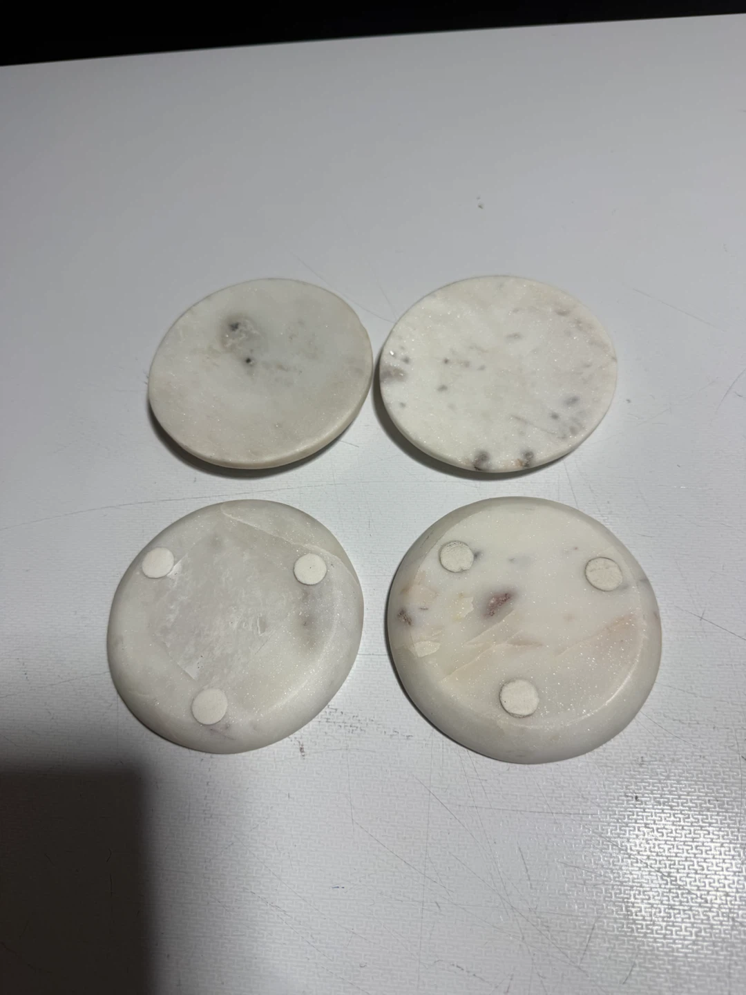 NEW Genuine White Marble Coaster Set – 4 Piece - photo 3