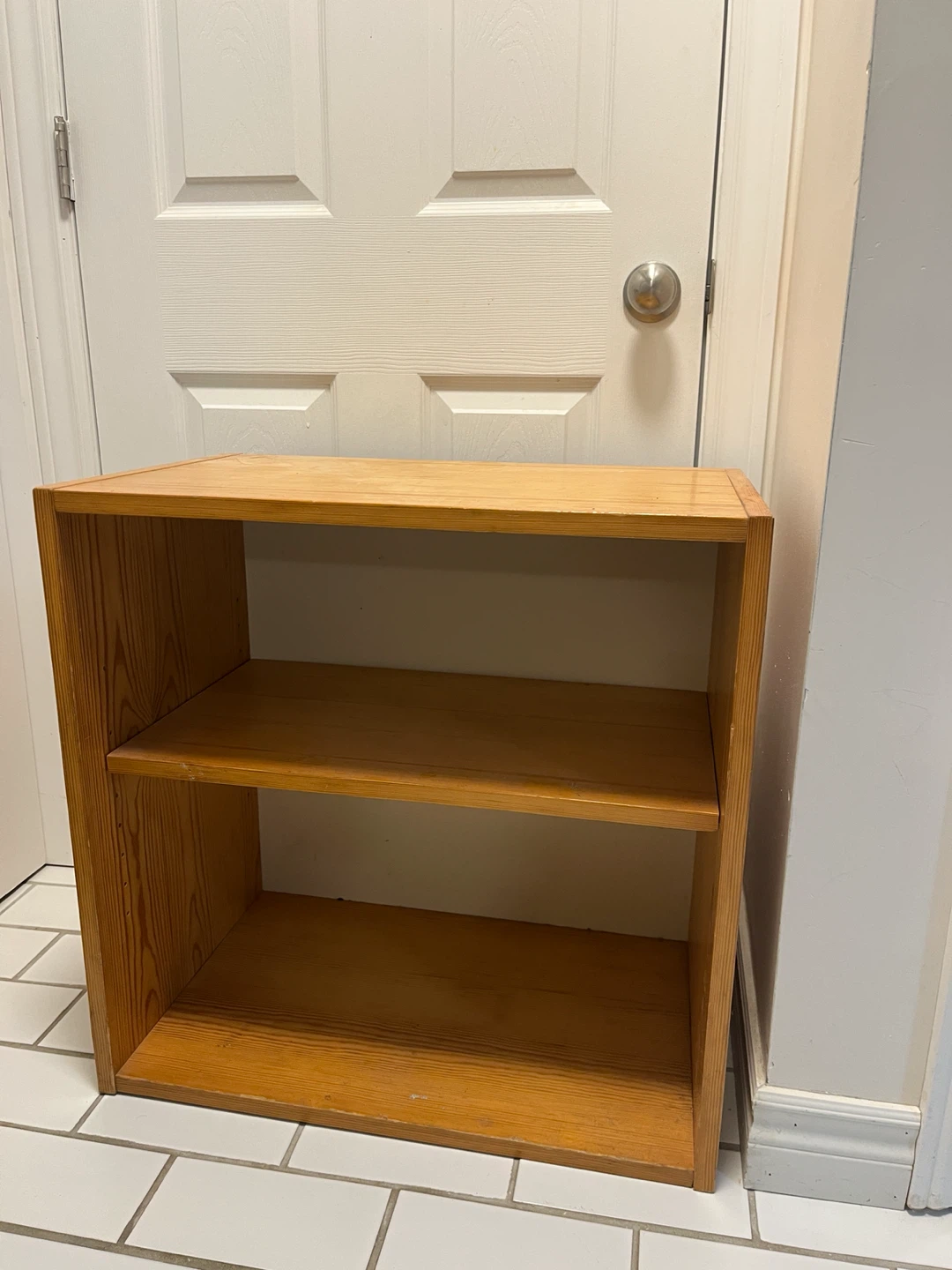 Wooden two-shelf storage unit