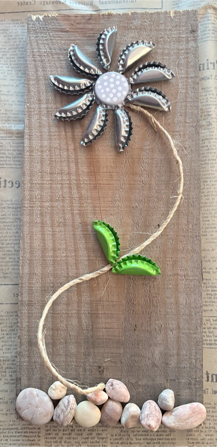 Wooden Bottle Cap Flower Wall Art - photo 3