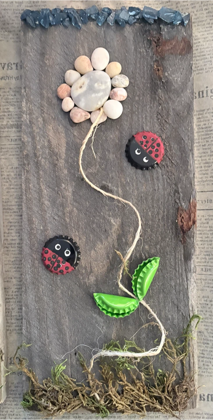 Wooden Bottle Cap Flower Wall Art - photo 5
