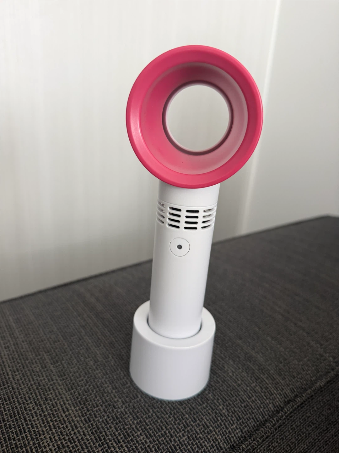 Portable Bladeless Fan with Pink Accent