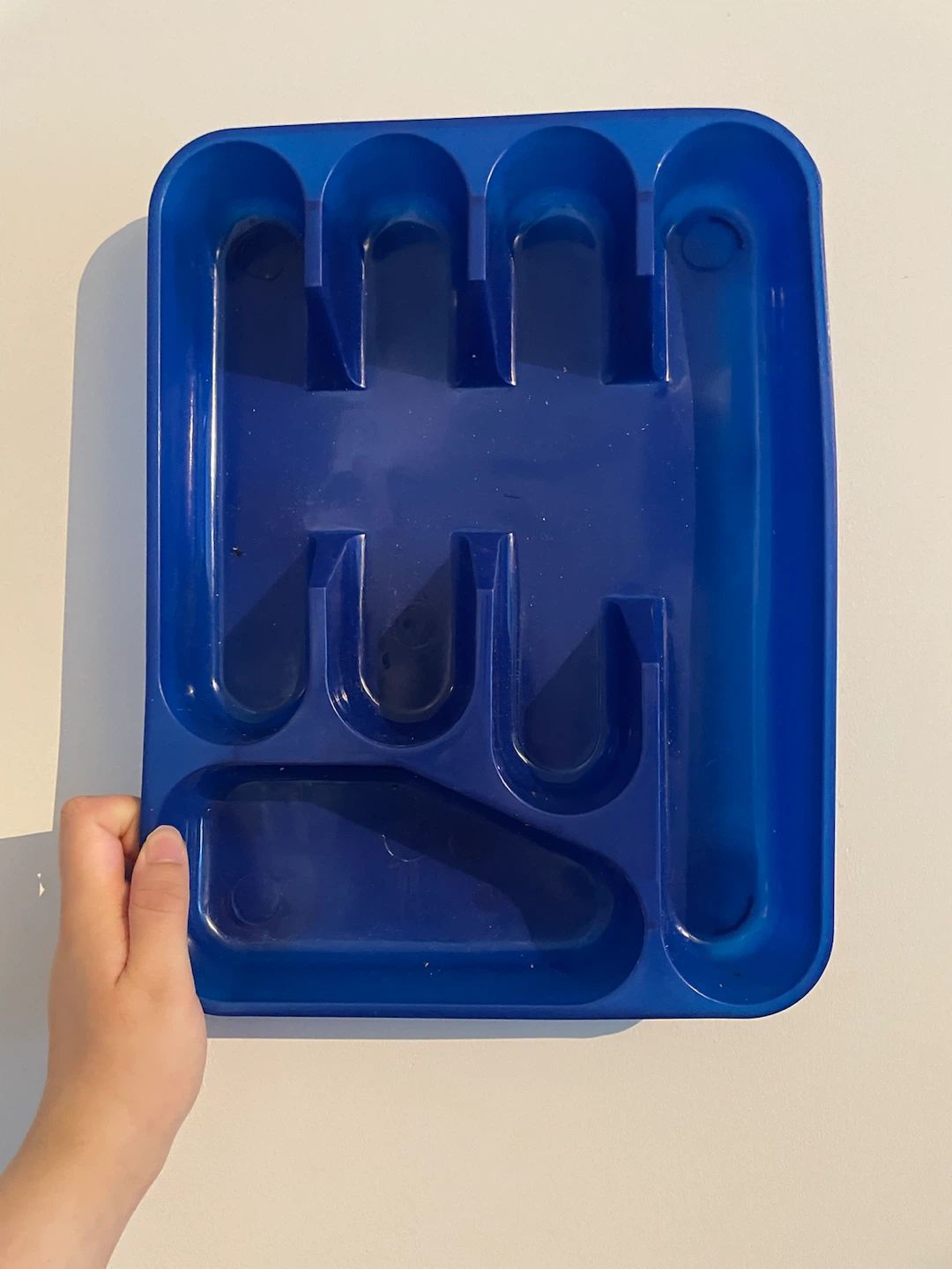 Blue Plastic Cutlery Organizer Tray