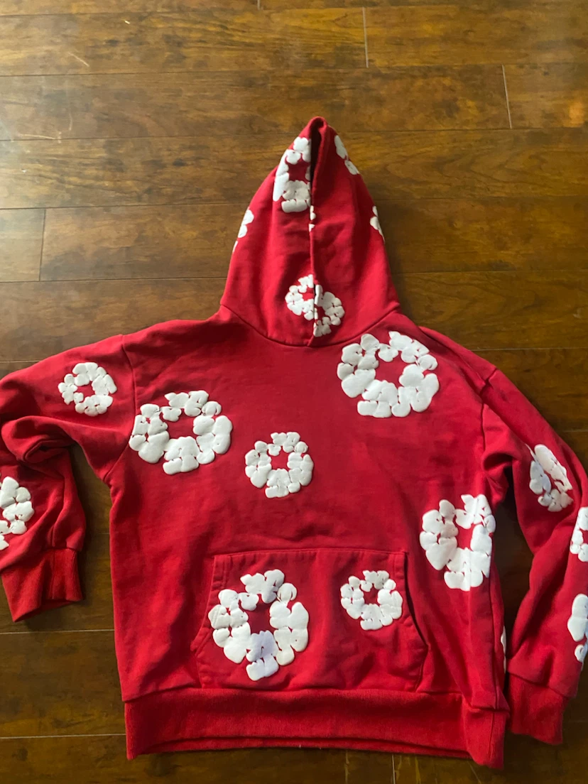 DENIM TEARS Red Hoodie with White Appliqué Size M - photo 2