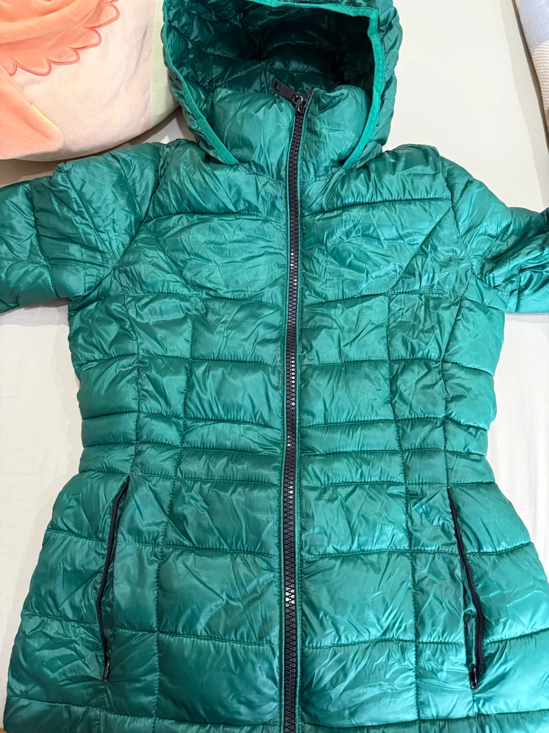 Calvin Klein Green Puffer Jacket with Packable Bag