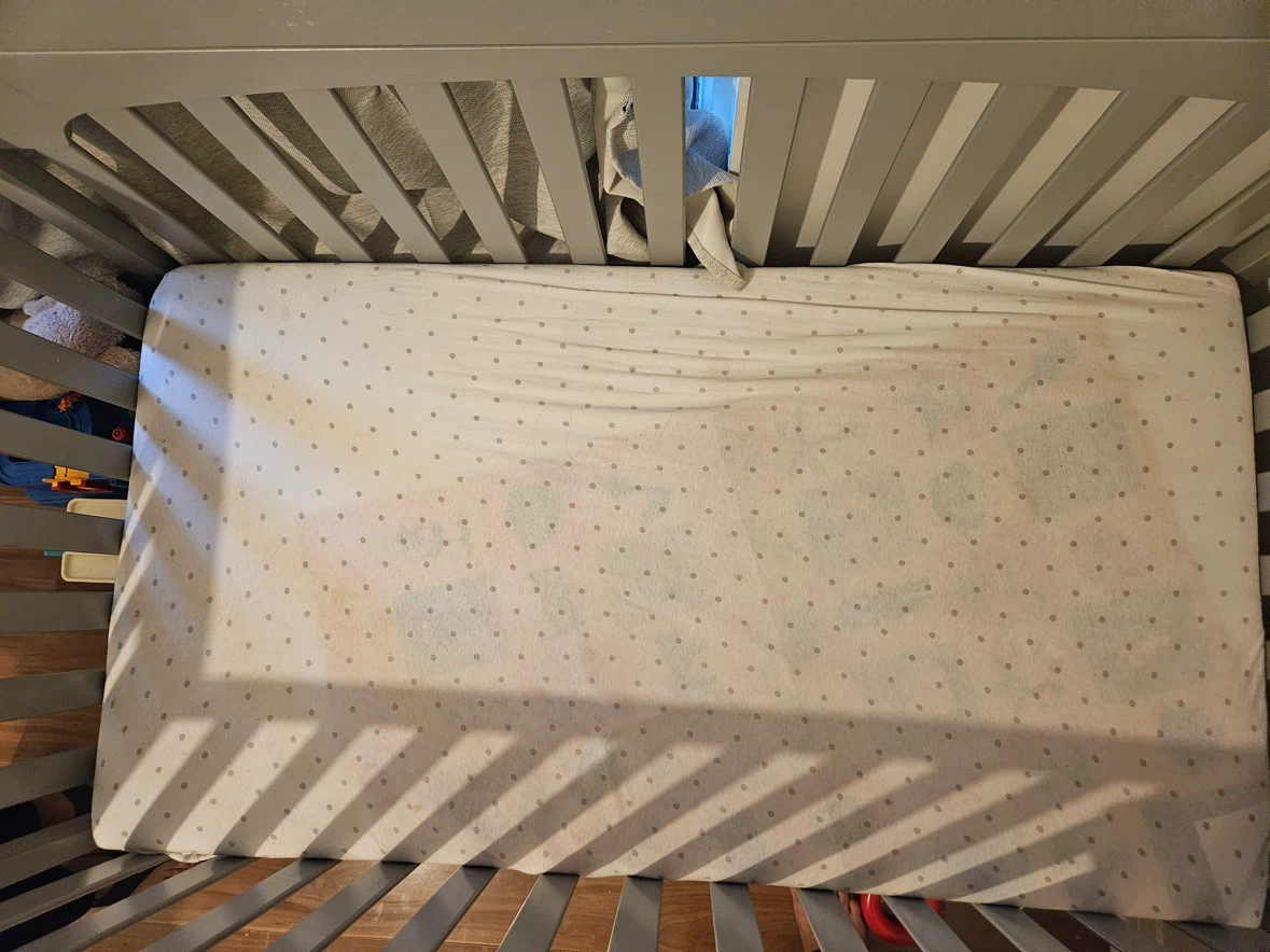 Gray Convertible Baby Crib with Mattress – $120 OBO
