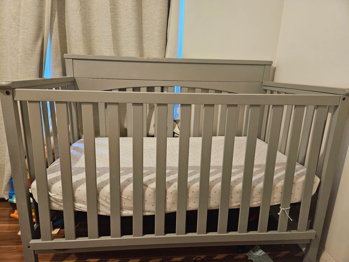 Gray Convertible Baby Crib with Mattress – $120 OBO - photo 2