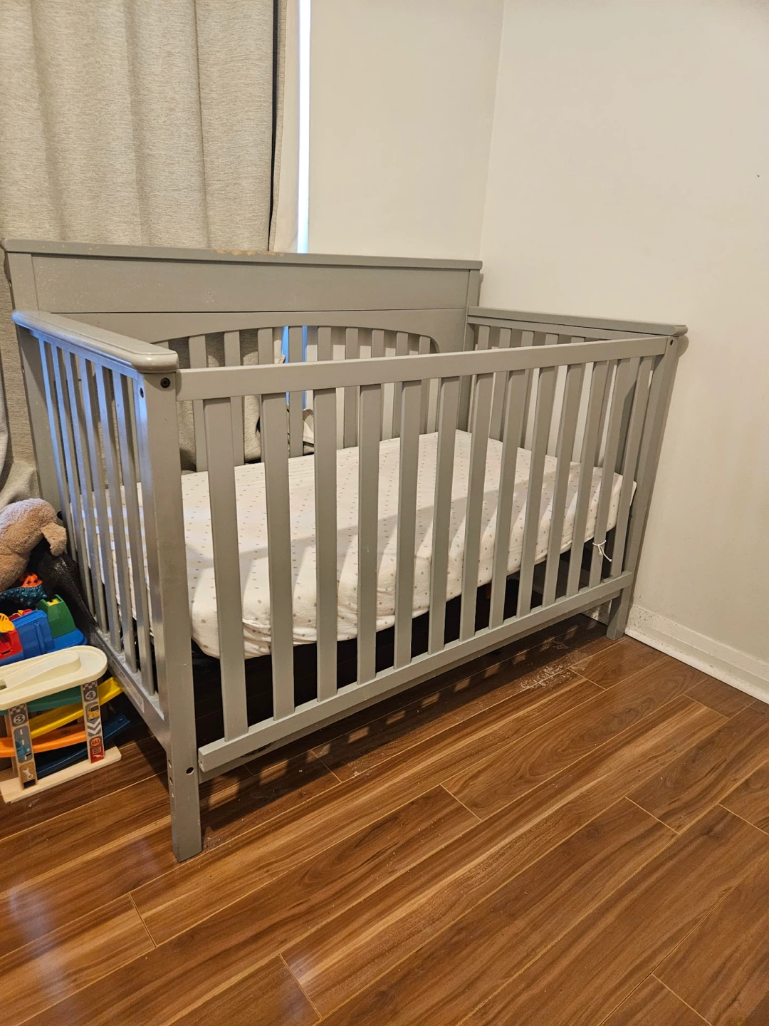 Gray Convertible Baby Crib with Mattress – $120 OBO - photo 3