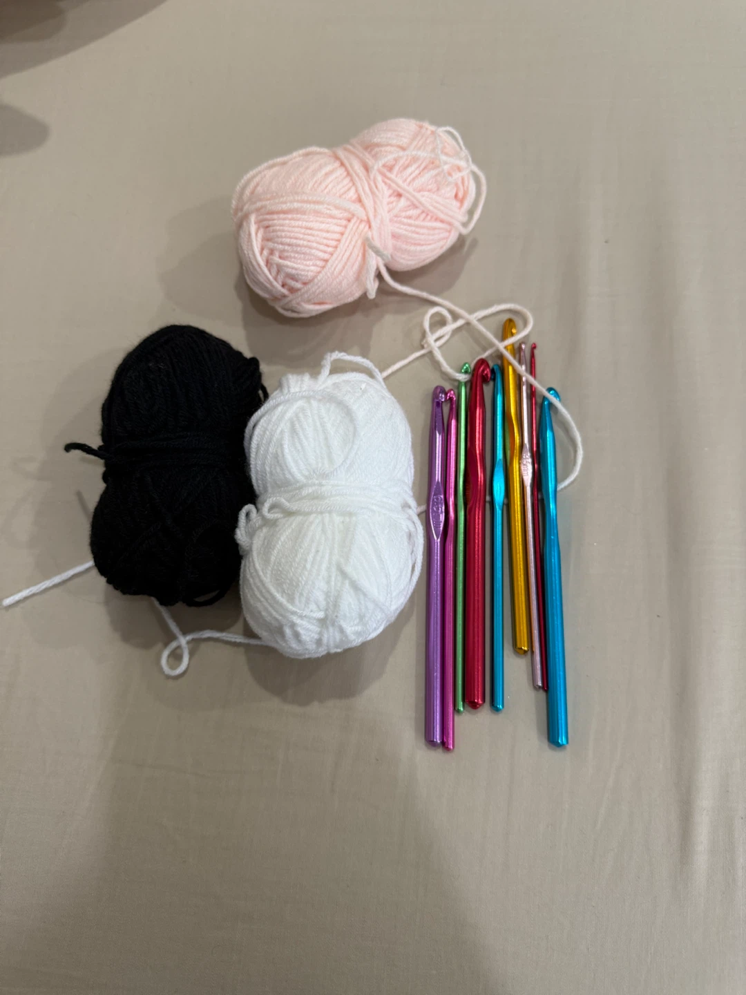 Assorted Crochet Hooks and Yarn Bundle