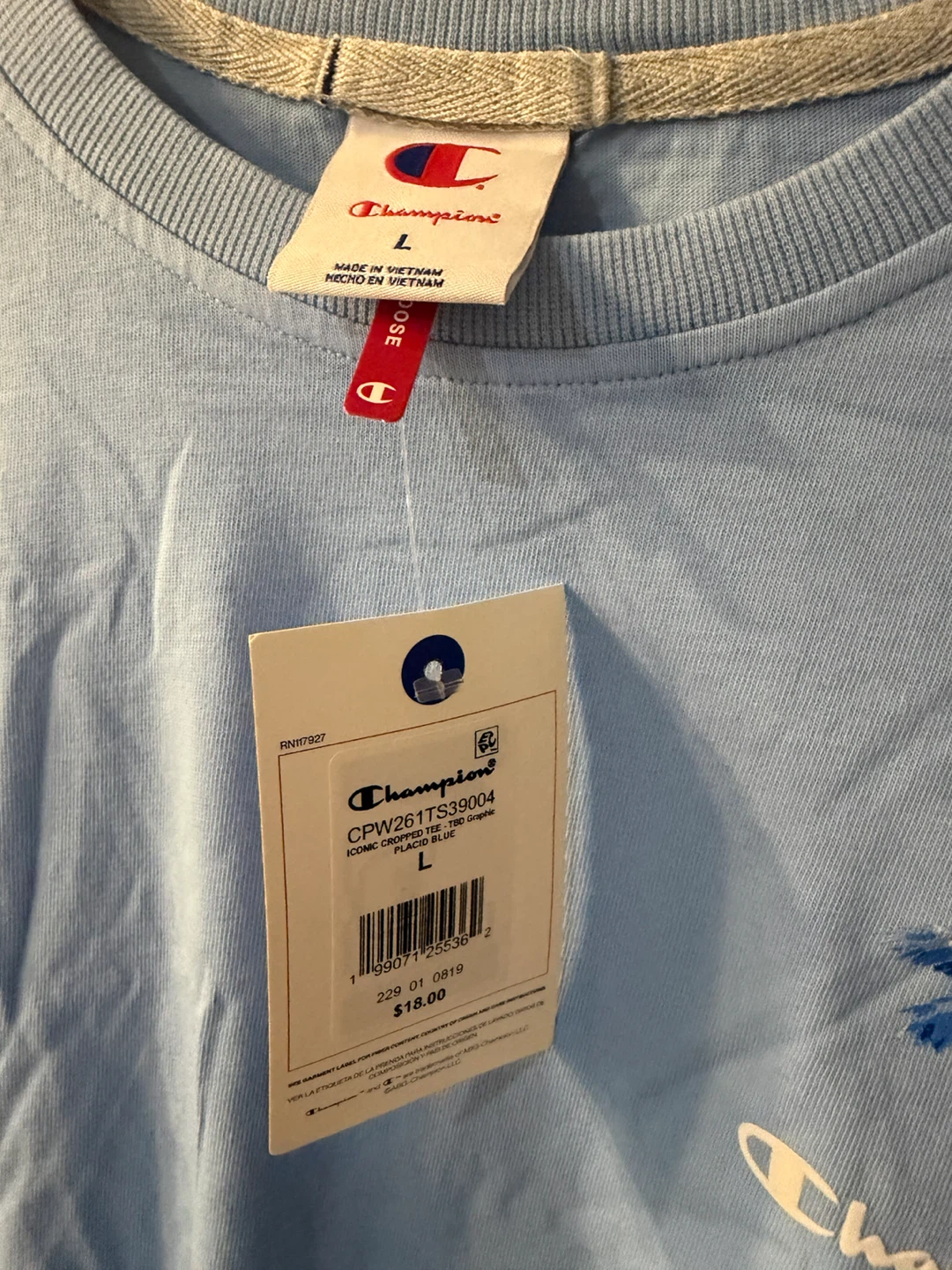 NWT! Large Champion Blue Palm Tree Graphic T-Shirt - photo 2