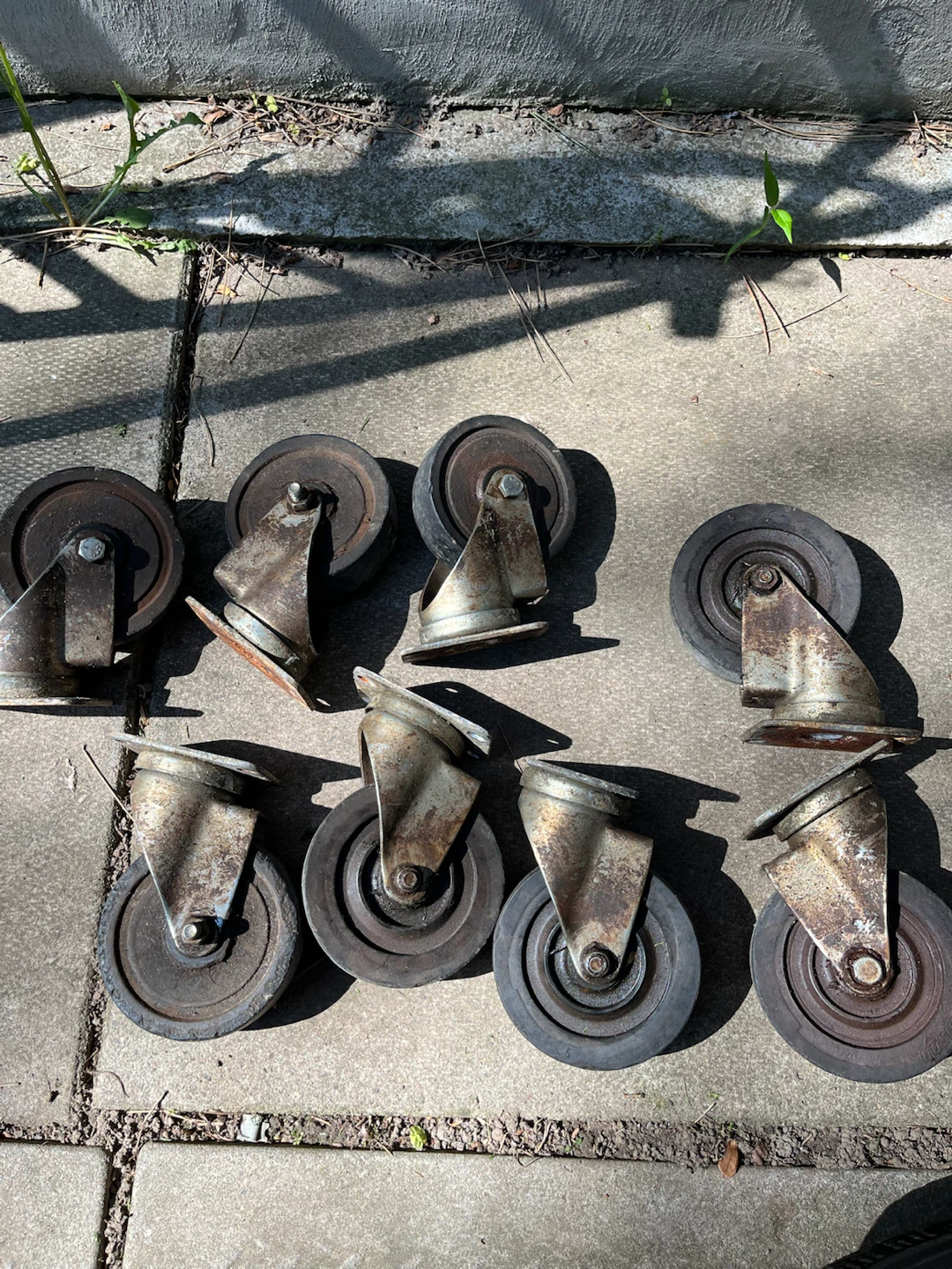 Set of 8 Vintage heavy duty Caster Wheels