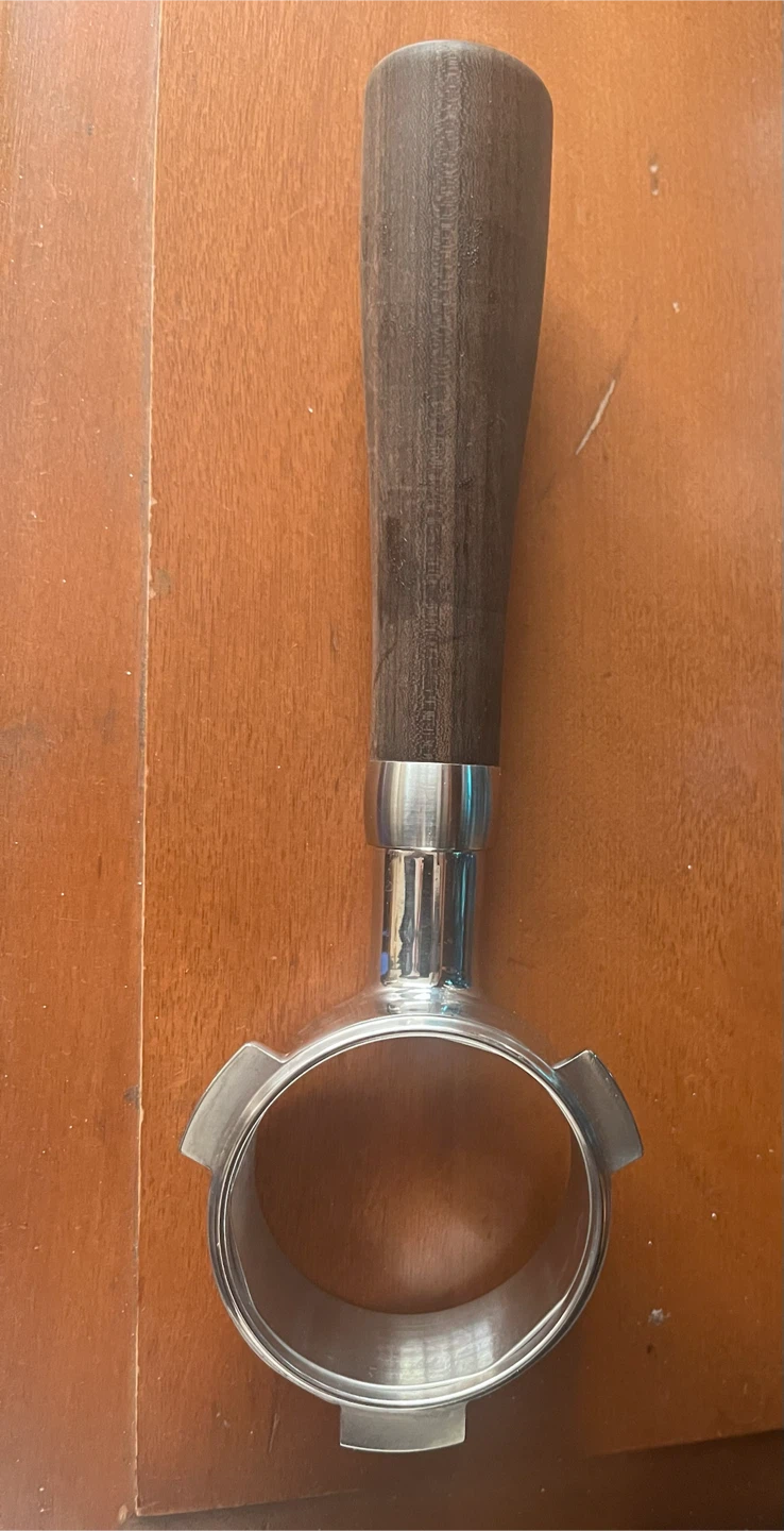 58mm bottomless portafilter dark wood handle
