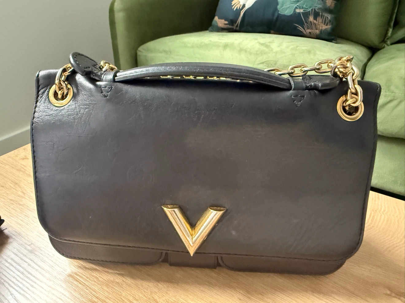 Louis Vuitton Black Leather Chain Shoulder Bag