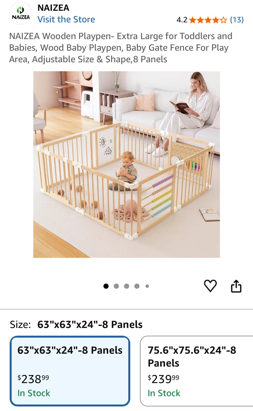 Wooden Playpen - 8 Panels