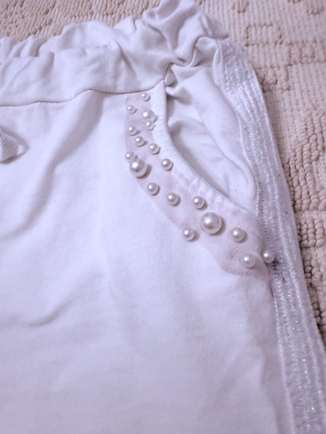 Angela Mara White Joggers with Bead Detail - photo 5