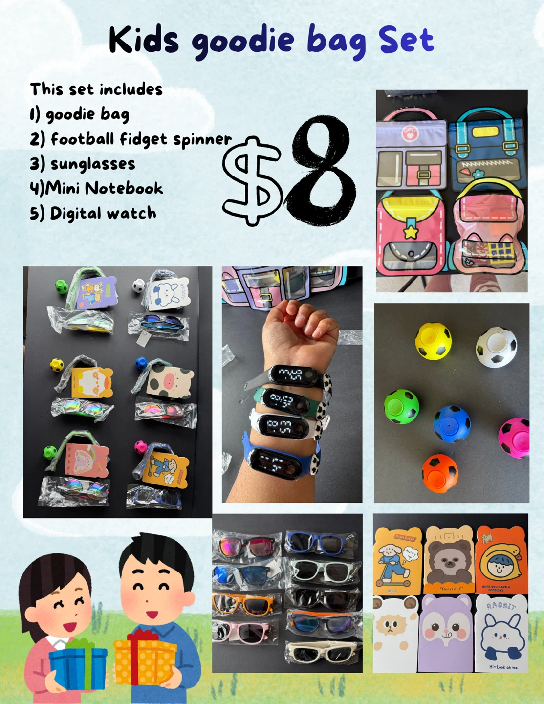 Kids Goodie Bag Set - Sunglasses, Digital Watch & More!