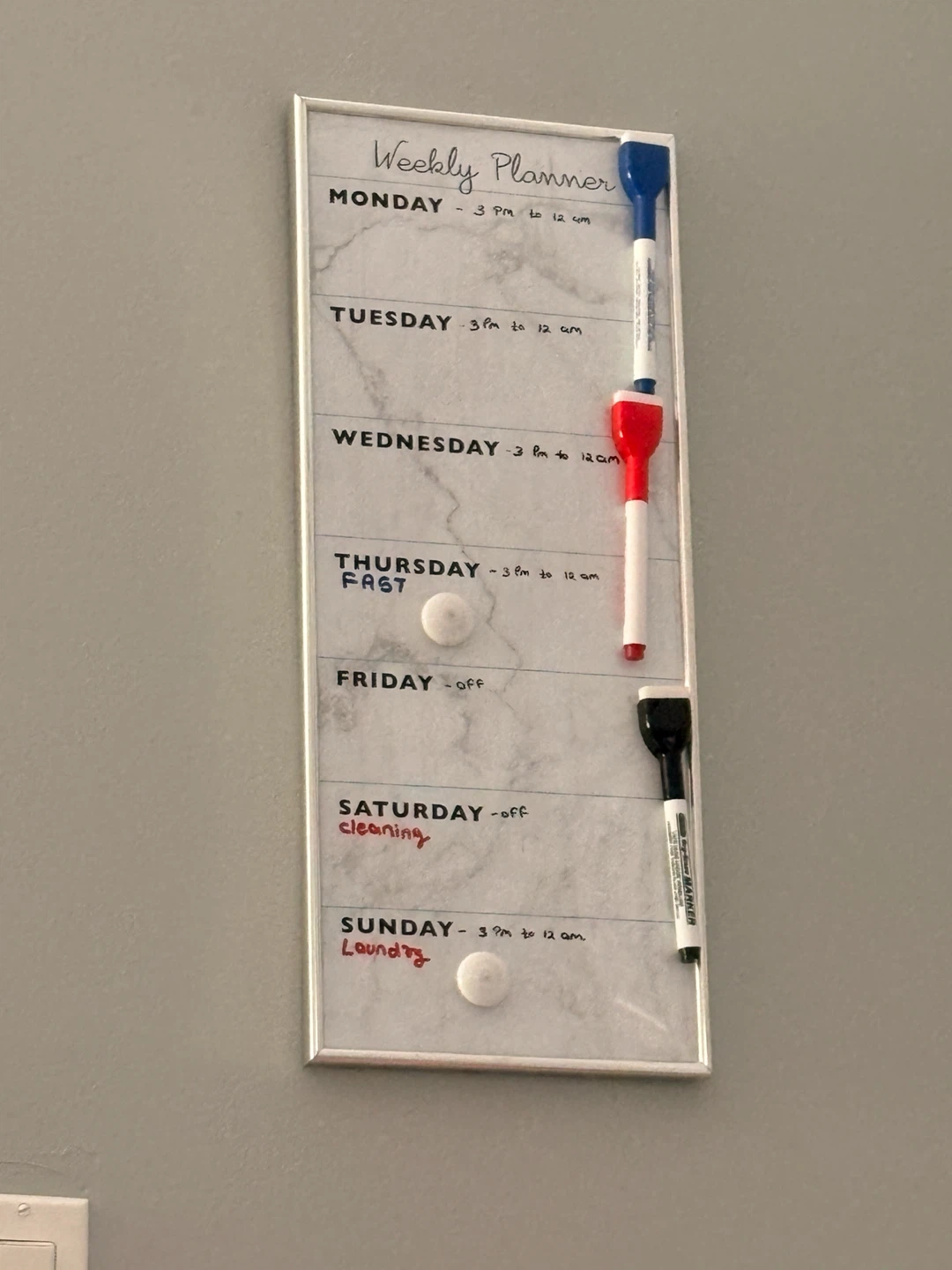 Weekly Planner Whiteboard with Markers