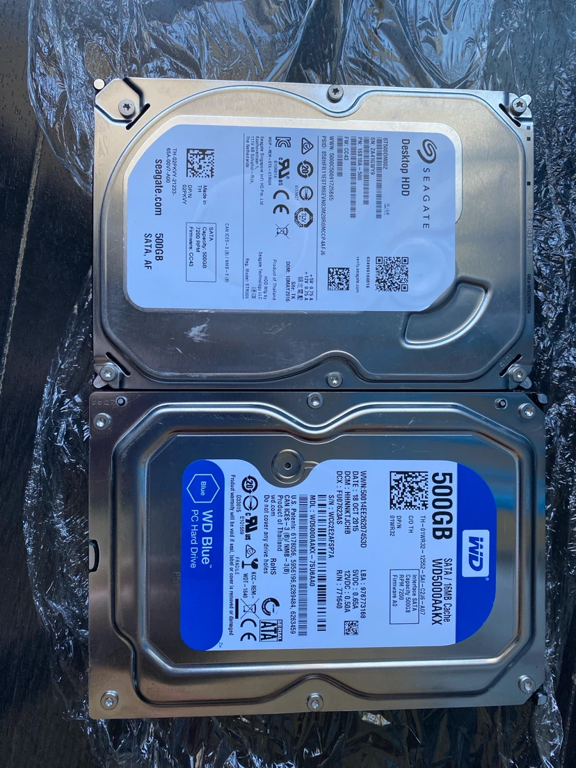 2x 500GB Hard Drives (Seagate & WD)