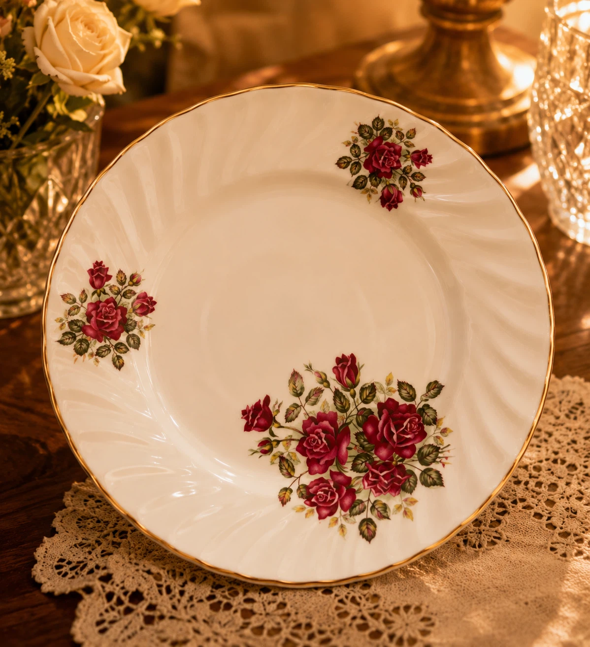 Vintage Rose Pattern Fine China Tea Cup and Saucer Set - photo 3