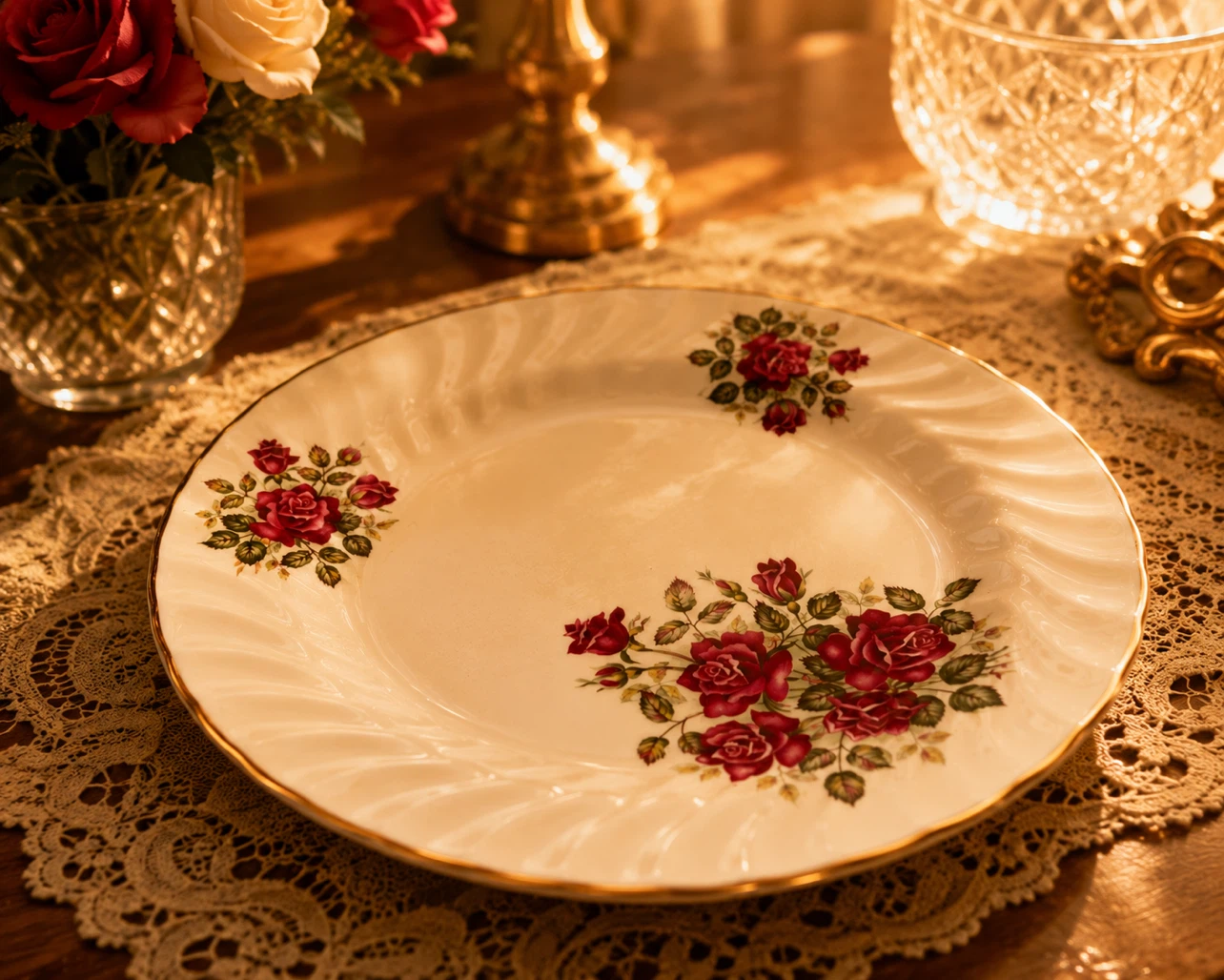 Vintage Rose Pattern Fine China Tea Cup and Saucer Set - photo 4