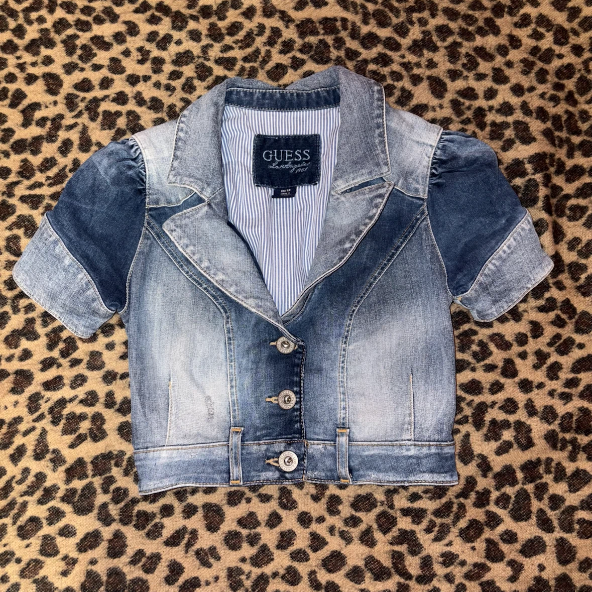 guess denim crop jacket top