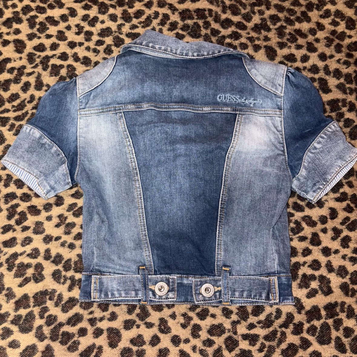guess denim crop jacket top - photo 2