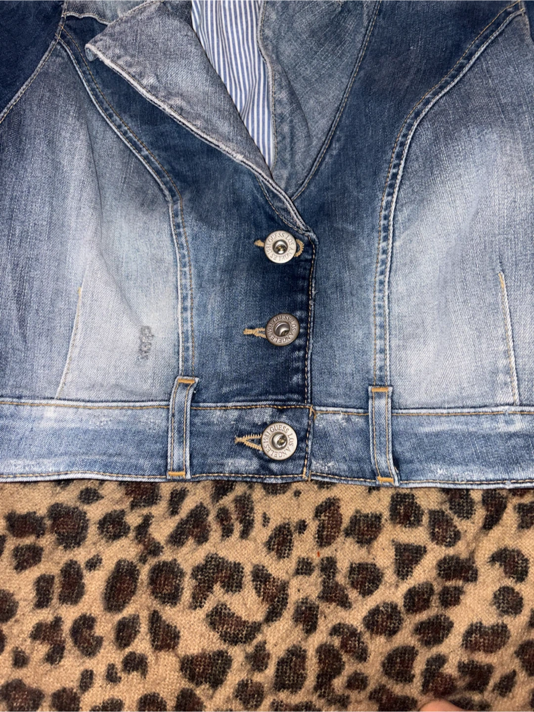 guess denim crop jacket top - photo 4