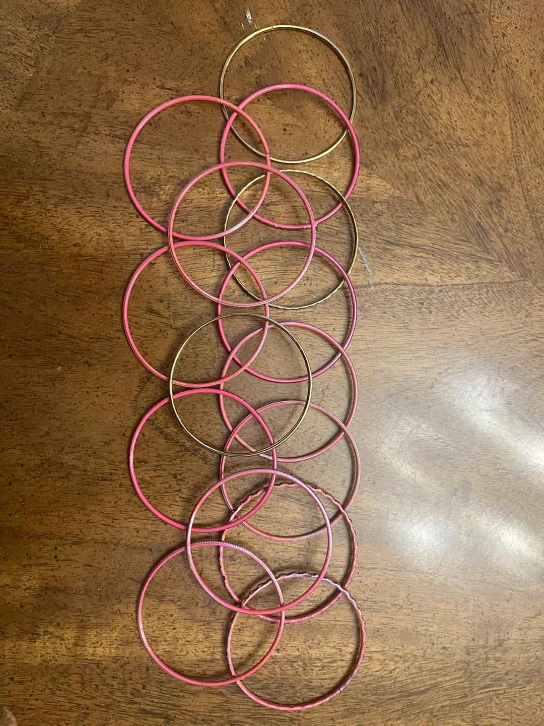 Set of Pink and Gold Bangles