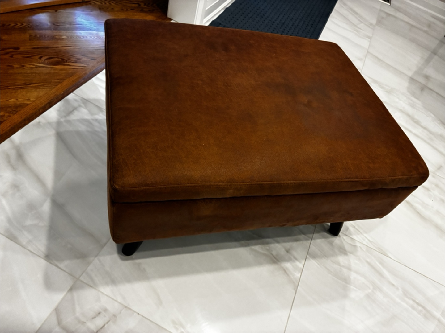 Brown Faux Leather Storage Ottoman - photo 5