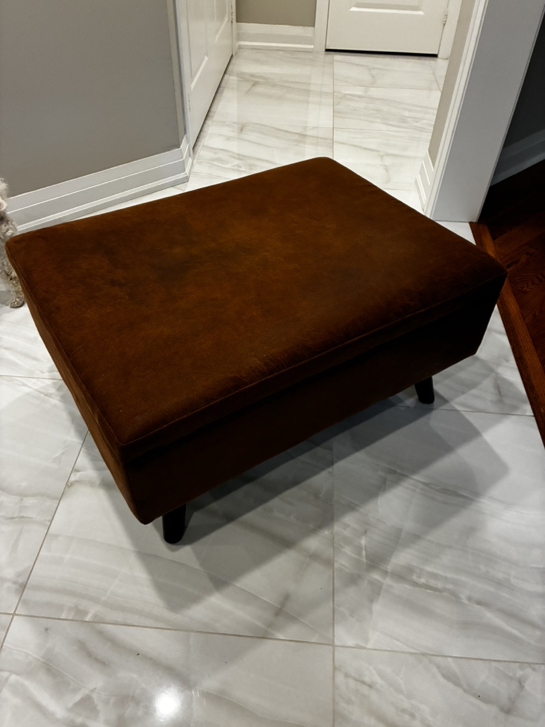 Brown Faux Leather Storage Ottoman - photo 3