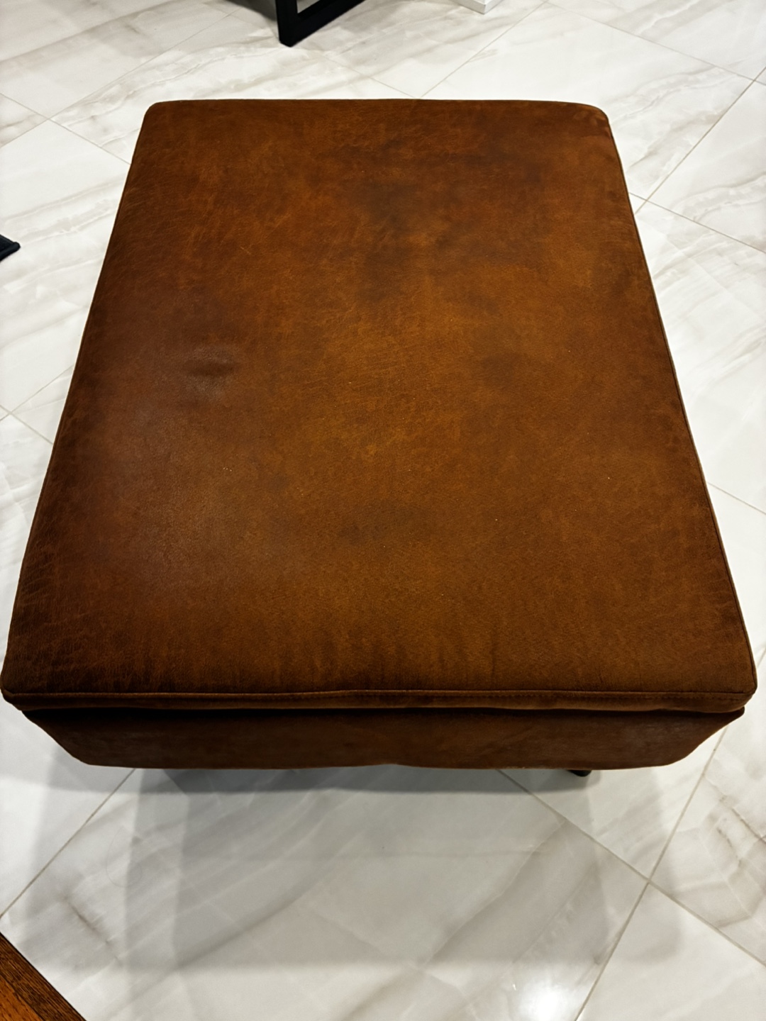 Brown Faux Leather Storage Ottoman - photo 4