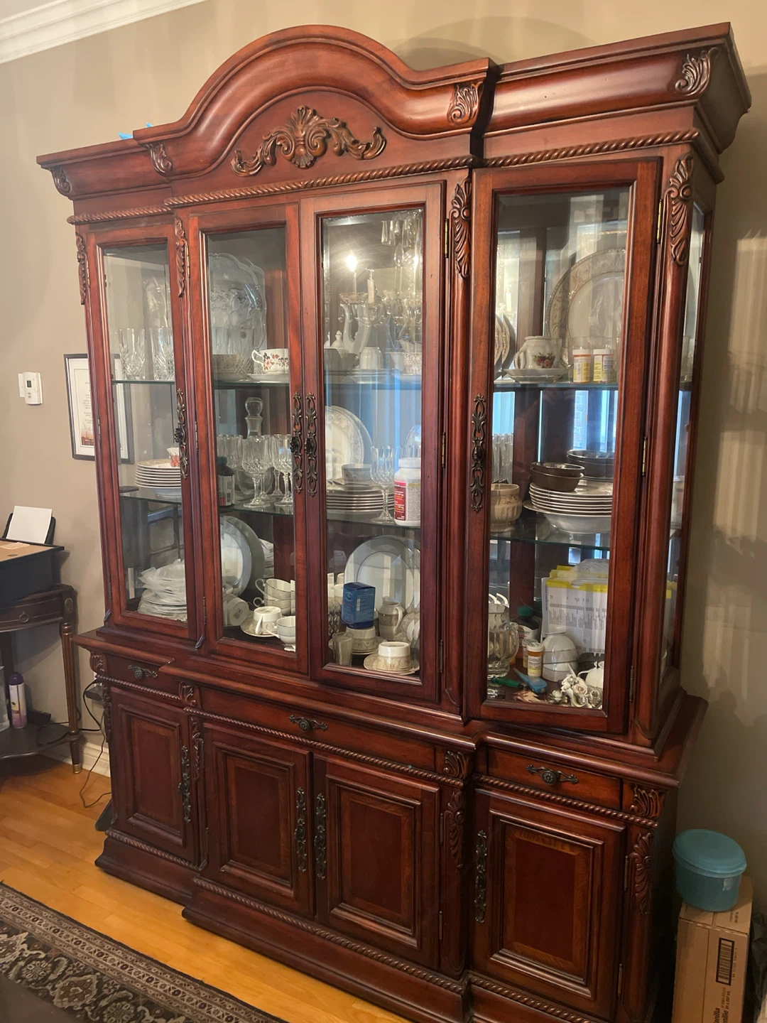 Vintage Display Cabinet with Glass Doors
