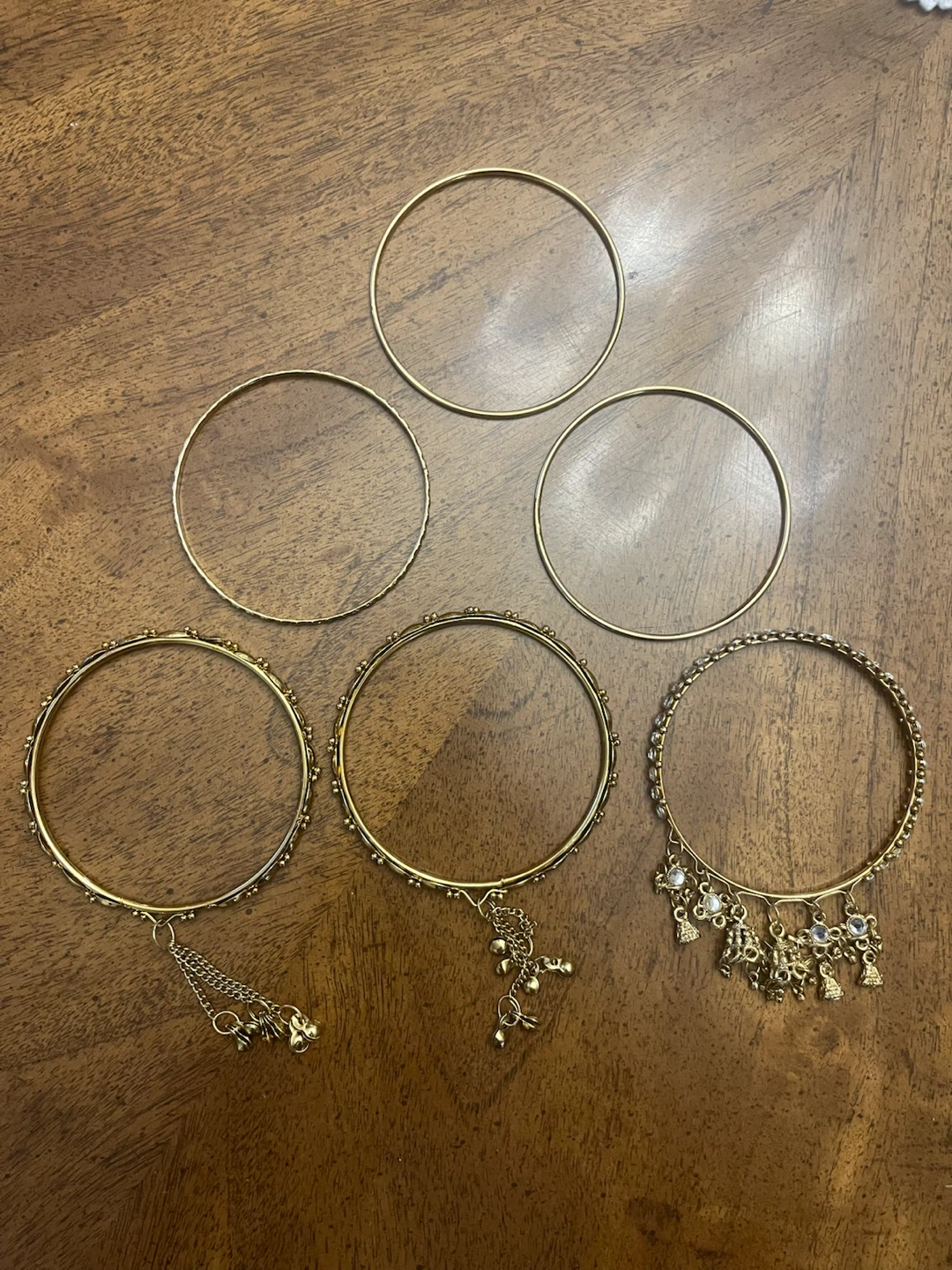 Gold Bangle Set with Charms