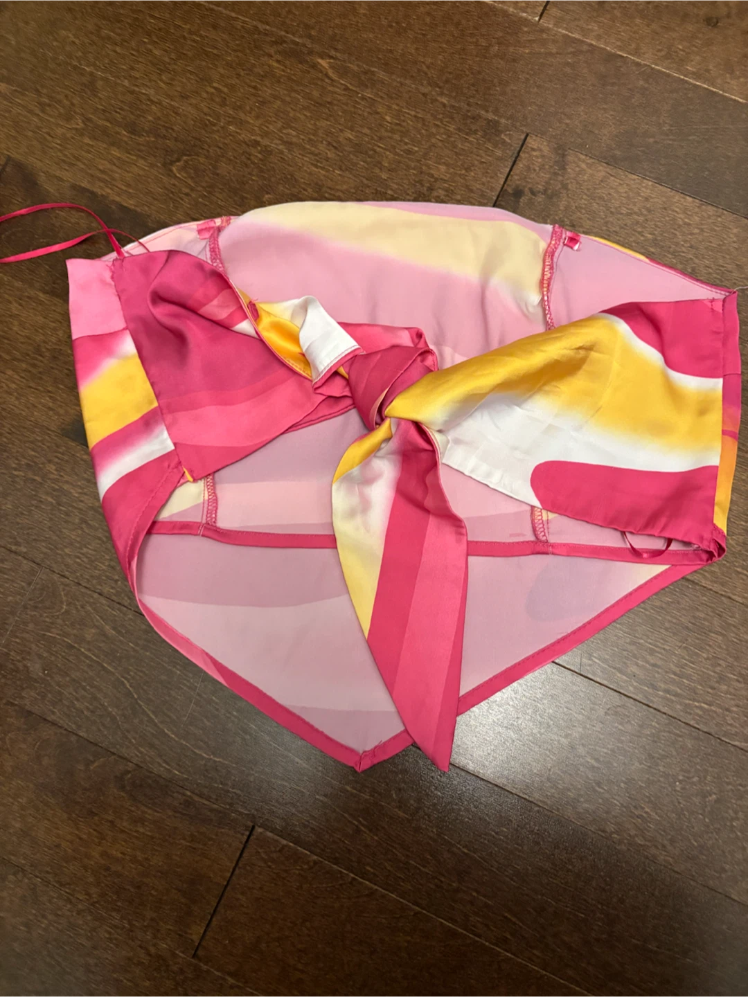 Pink & Yellow Tie-Front Bandana Top