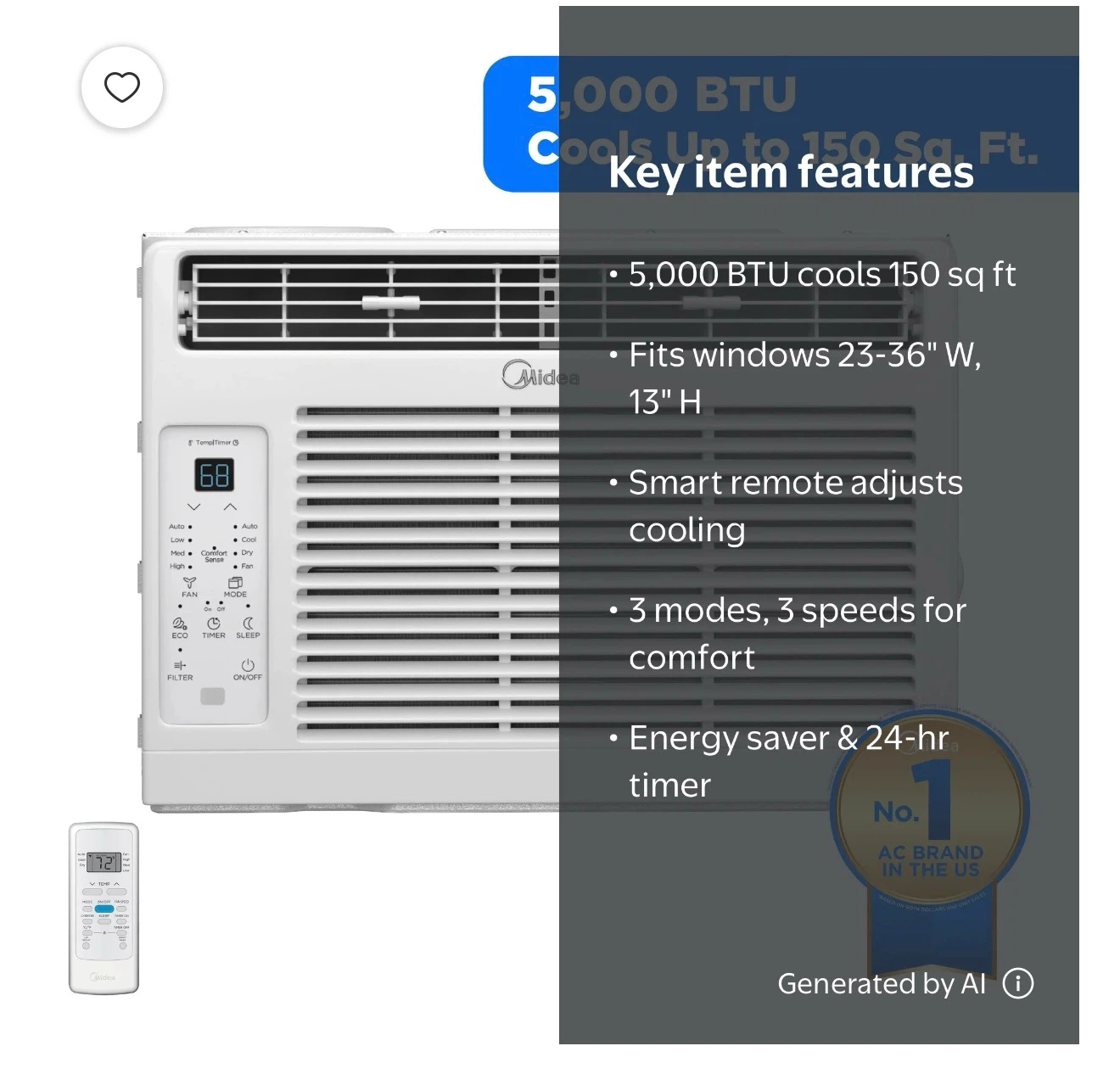 Midea 5,000 BTU Window Air Conditioner - photo 3
